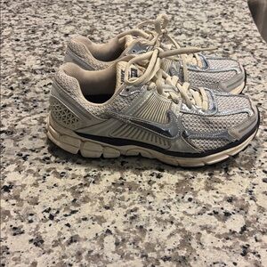 Nike Metallic Silver and Beige Running Shoes